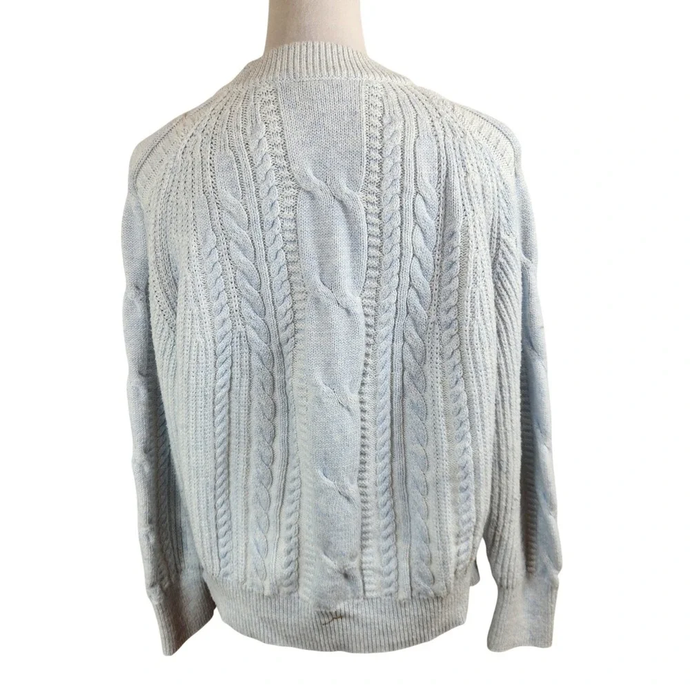 Haven Well‎ Within Fisherman Cable Knit Sweater Light Blue Women's XL Chunky Top